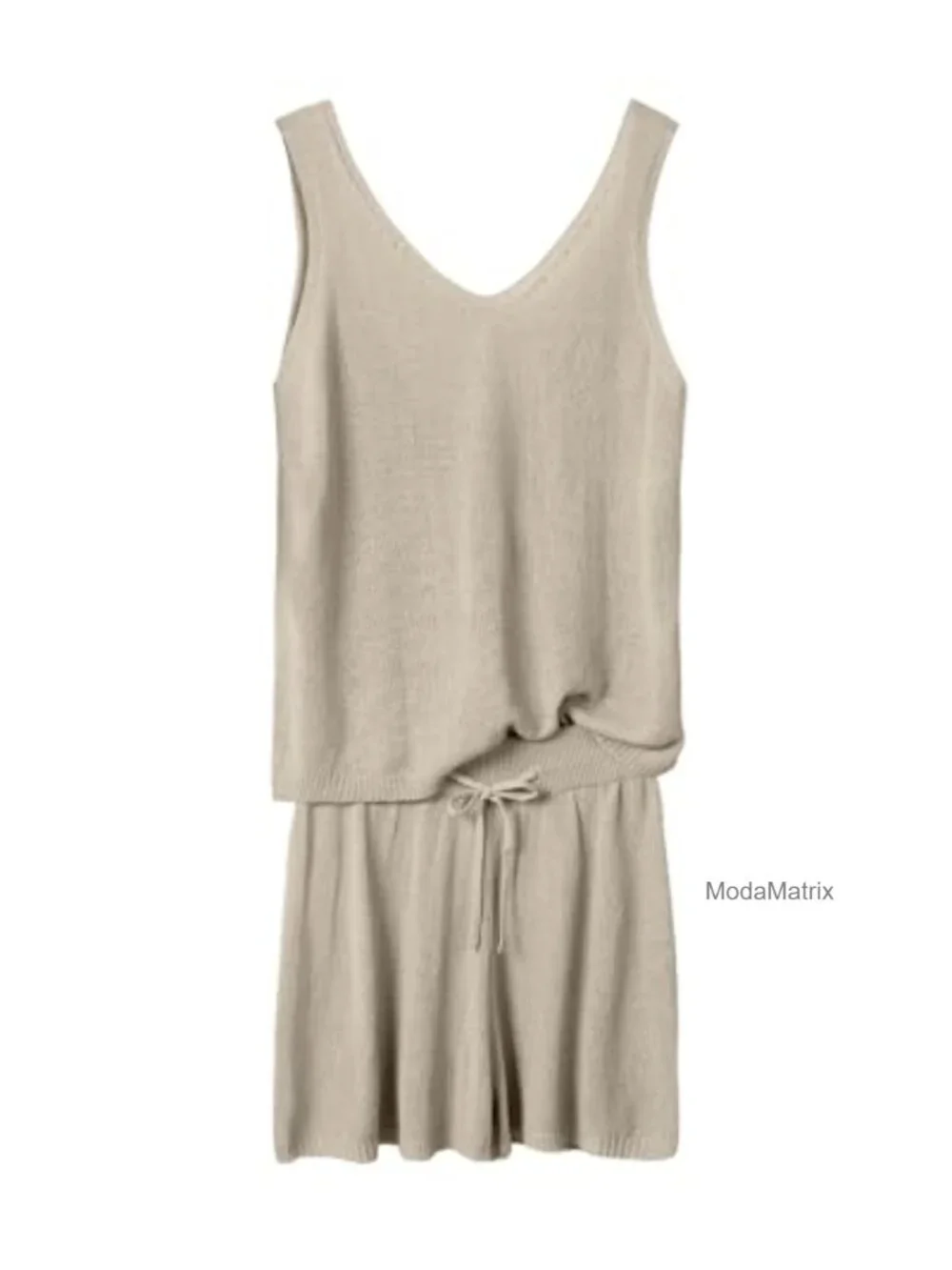 Women's Lounge Set 2 Piece Knit Tank Top High Waist Shorts Vacation Loungewear_2